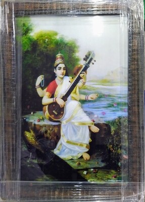 Goddess Saraswati - Raja Ravi Varma Printed Art Copy Frame