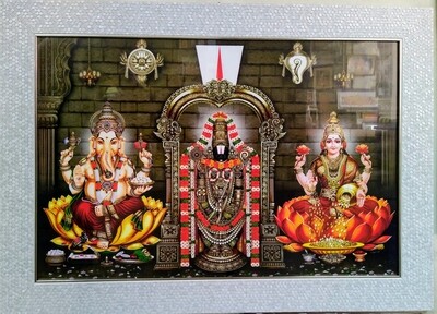 Lord Balaji, Ganesh Ji and Goddess Lakshmi Photo Frame