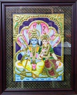 Lord Vishnu - Tanjore Art work Gold Foil Frame