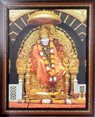 Lord Saibaba Photo Frame - Gold color lining