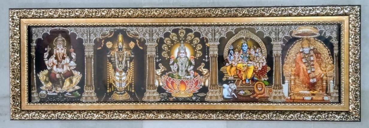 All in One Hindu God images with rich stone work - Photo Frame