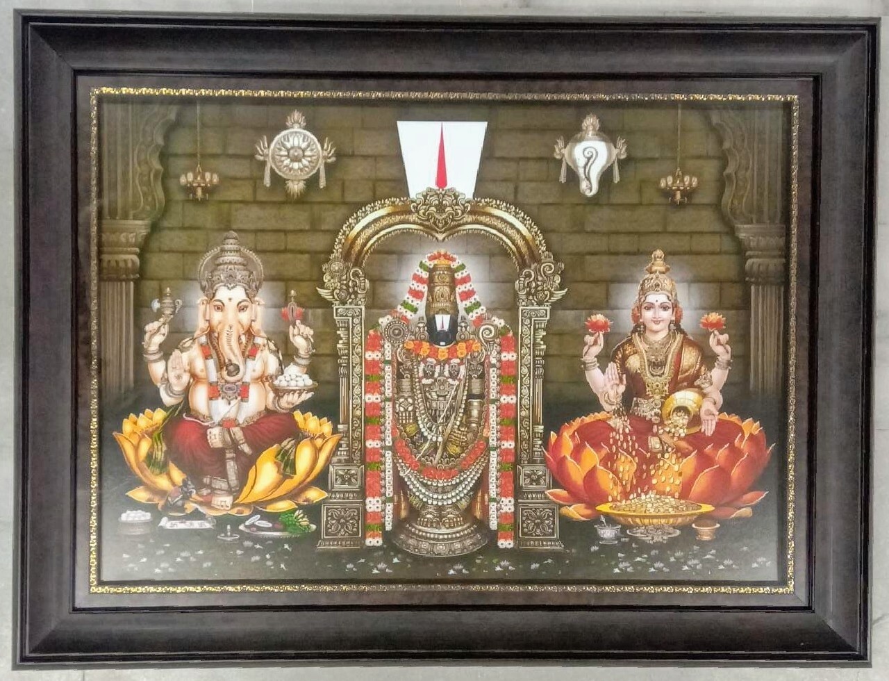 Lord Balaji, Ganesh Ji & Goddess Lakshmi Photo Frame