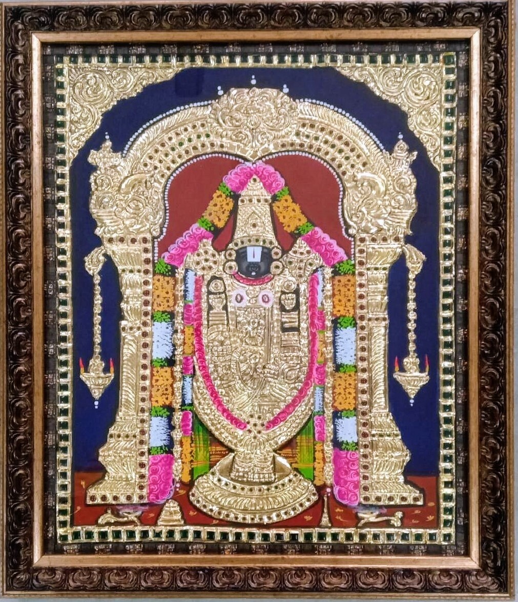 Lord Balaji - Tanjore Art work Gold Foil Frame