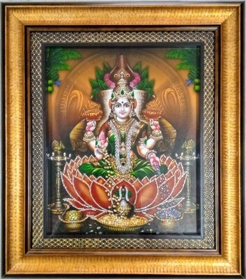 Goddess Lakshmi Photoframe with rich stone work