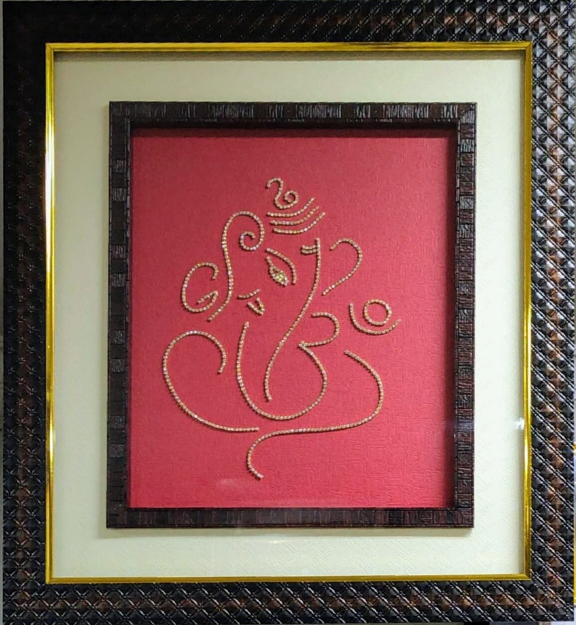 Lord Ganesh - crafted Stonework Double Photo Frame