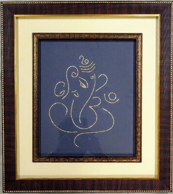 Lord Ganesh - crafted Stonework Double Photo Frame