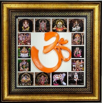 Om Crafted Work with All in one God images Photo Frame - 15.5&quot; x 15.5&quot;