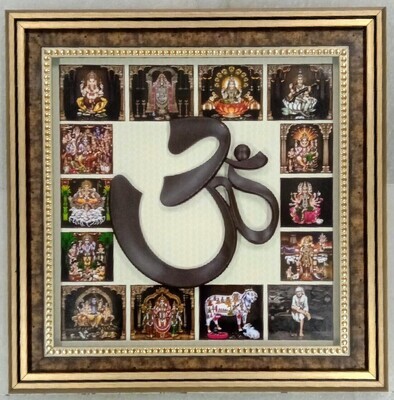 Om Crafted Work with All in one God images Photo Frame - 15.5&quot; x 15.5&quot;
