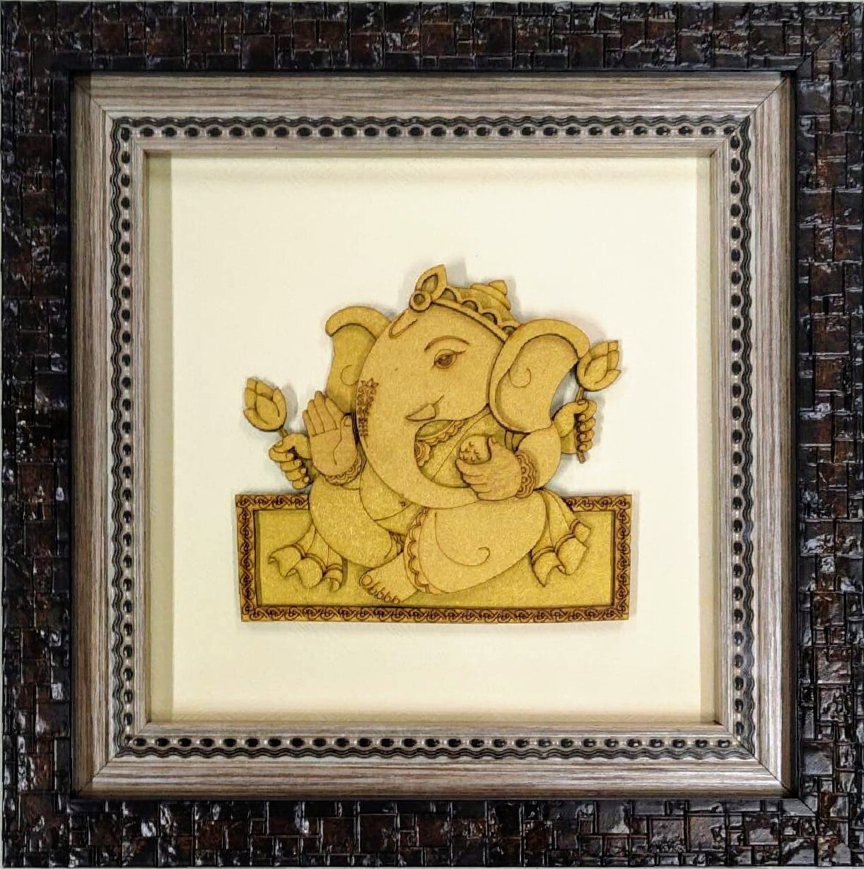 Lord Ganesh - 10" x 10" Wood work Photo Frame