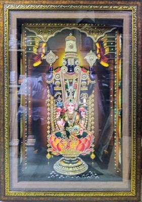 Lord Balaji and Goddess Lakshmi - Rich Stone work crafted Lighting Photo Frame 30&quot; x 40&quot; size