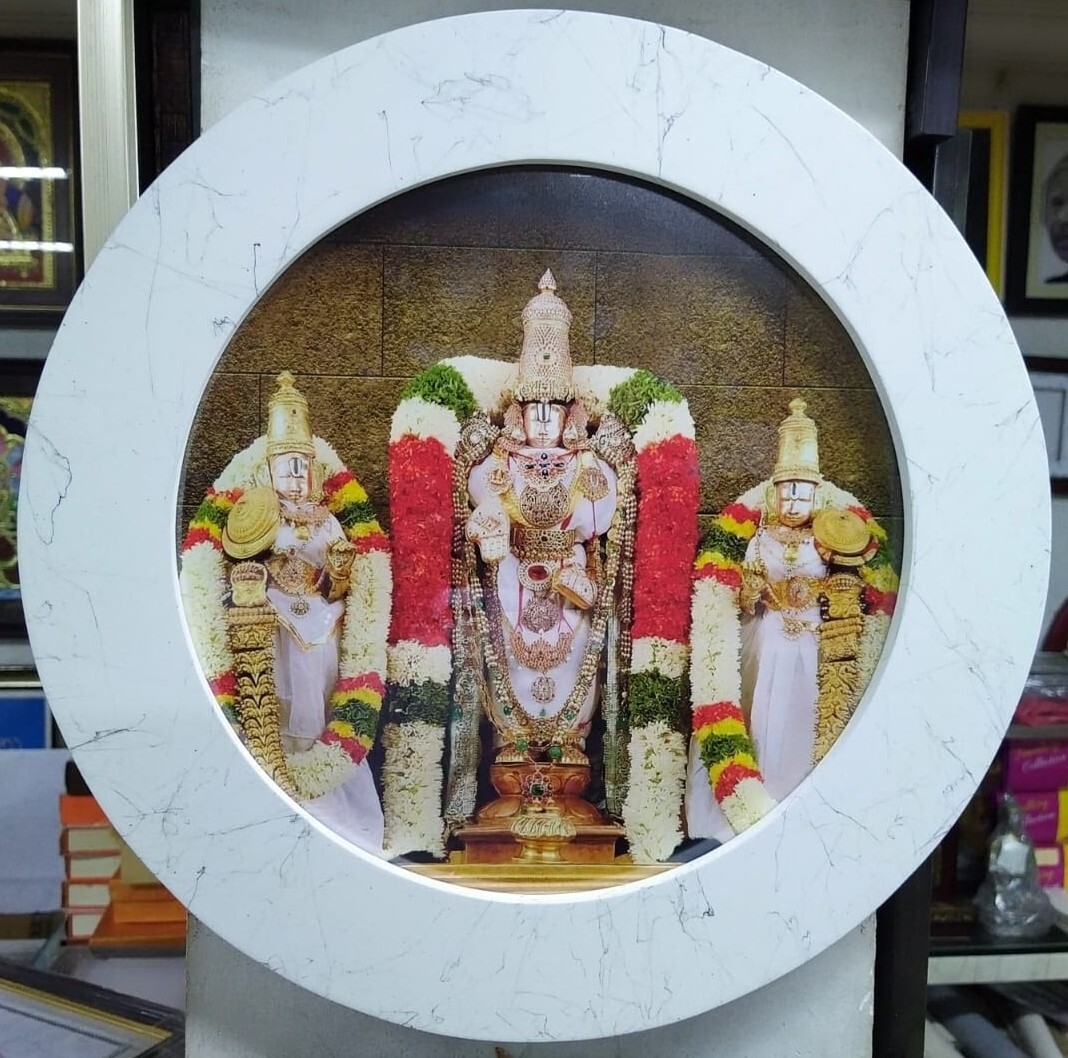 Lord Balaji,  Goddess Sridevi & Bhudevi Photo Frame - Round shape