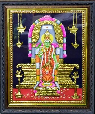 Goddess Meenakshi - Tanjore Art work Gold Foil Frame