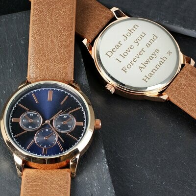 Personalised Mens Rose Gold Tone Watch