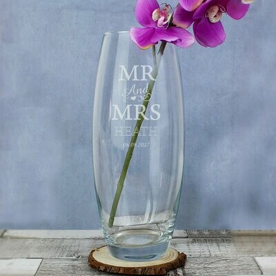 Personalised Mr & Mrs Glass Vase
