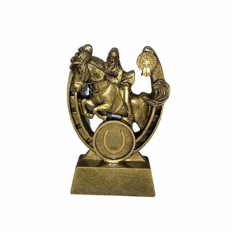 Showjumper through horseshoe award