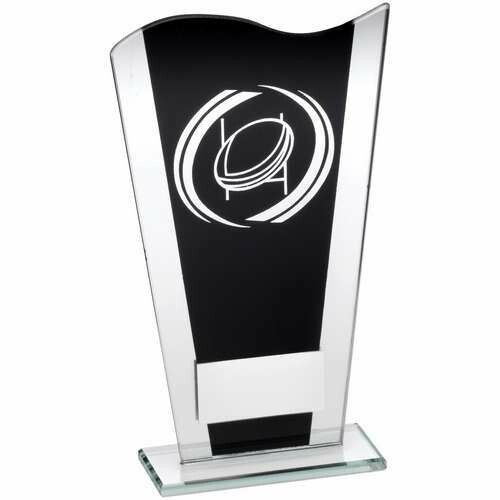 Rugby Black and Silver Glass Award