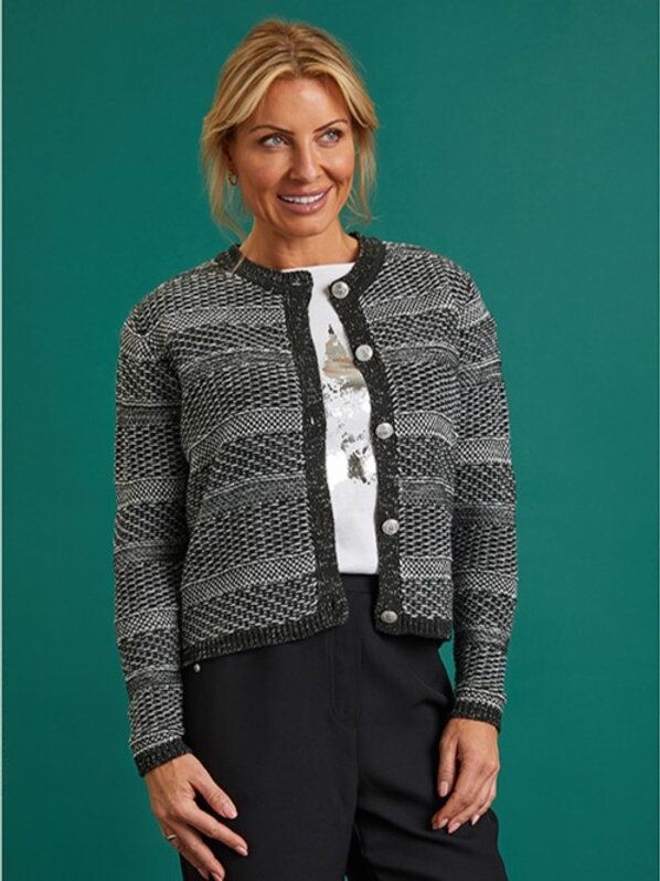 Black and White Pattern Lurex Cardigan