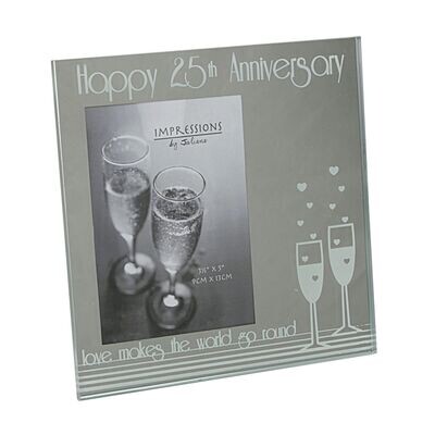 25th Wedding Anniversary glass photo frame