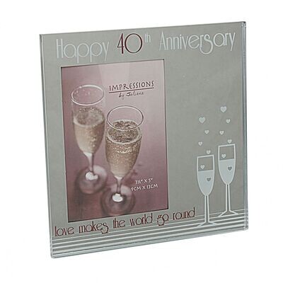 40th Wedding Anniversary glass photo frame