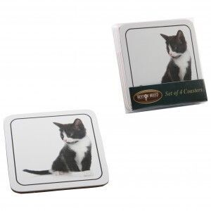 BLACK & WHITE KITTEN SET OF 4 COASTERS BLACK & WHITE KITTEN SET OF 4 COASTERS