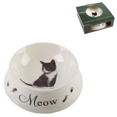 BLACK & WHITE KITTEN CERAMIC BOWL