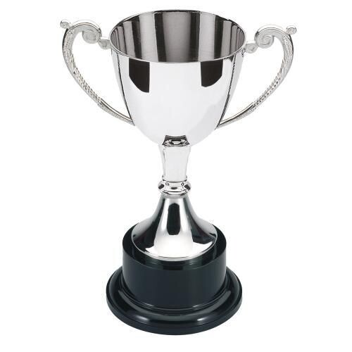 NICKEL PLATED CUP ON ROUND PLINTH NICKEL PLATED CUP ON ROUND PLINTH