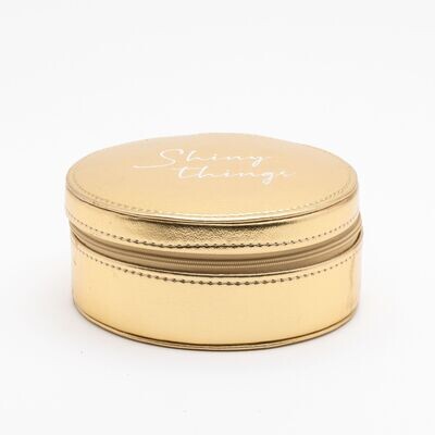 "Shiny Things" Gold Leatherette Jewellery Box