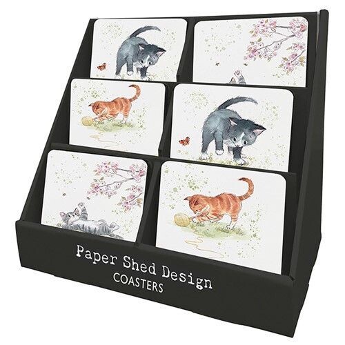 Cat Design Coasters £1.50 Each, Please choose which design: Grey cat with butterflies