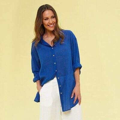 SugarLane Amy Shirt in Atlantic Blue Medium/Large