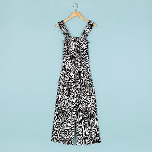 SugarLane Olivia Zebra Pattern Monochrome Jumpsuit Small/Medium