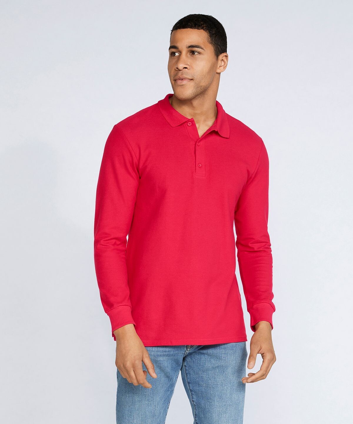 Gildan Premium Cotton Long Sleeve Red Polo Shirt, Sizes & Colours Available: Red Size XL