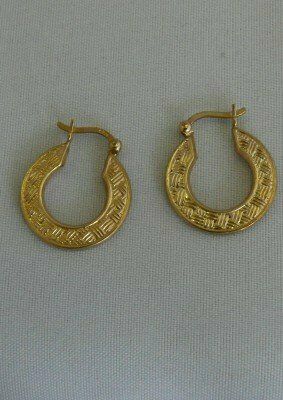 Cross Weave Patterned 9CT Gold Hoop Earrings