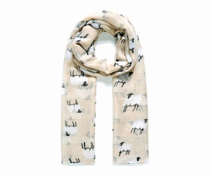 Natural Baa Baa Sheepy Print Scarf