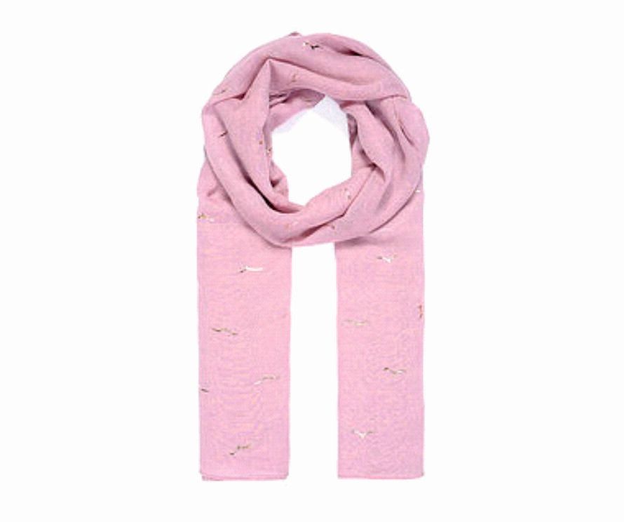 Pink Seagull Metallic Print Scarf (SPECIAL OFFER)