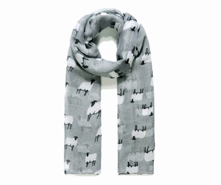 Grey Baa Baa Sheepy Print Scarf