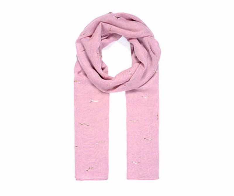 Pink Seagull Metallic Print Scarf (SPECIAL OFFER)