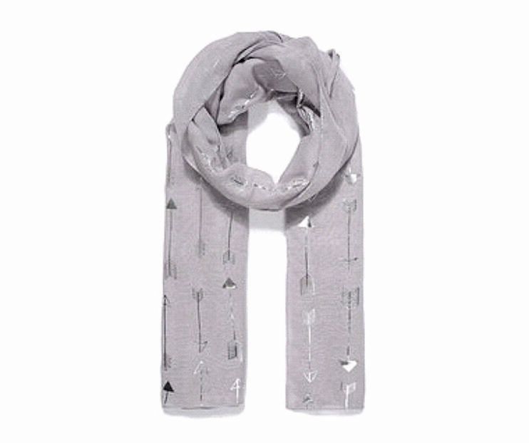 Grey Scarf With Silver Metallic Arrow Print (SPECIAL OFFER)