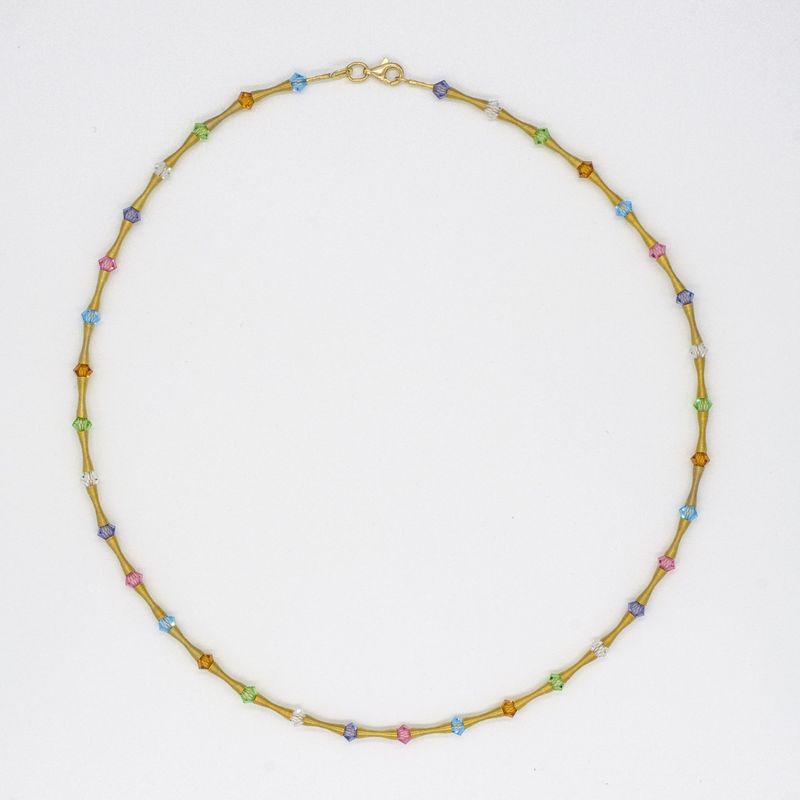 9ct Yellow Gold Multi Coloured Swarovski Crystal Necklet