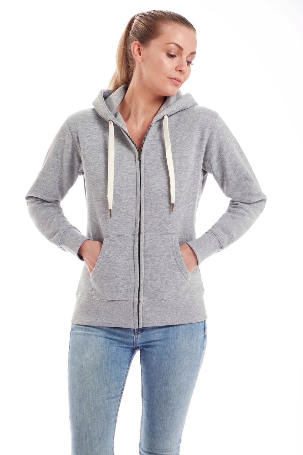 Women's Superstar Zip Through Heather Grey Hoodie
