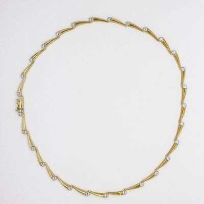 9ct Yellow & White Gold CZ set linked Necklet