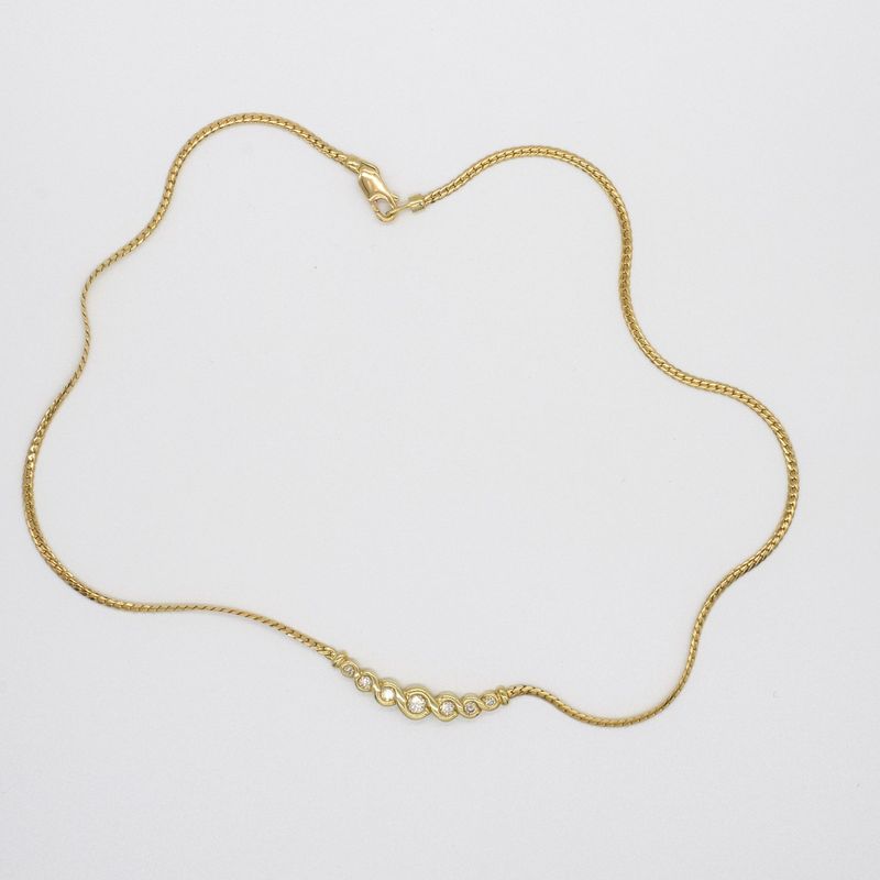 9ct Yellow Gold Graduated Diamond Set Curved Necklet