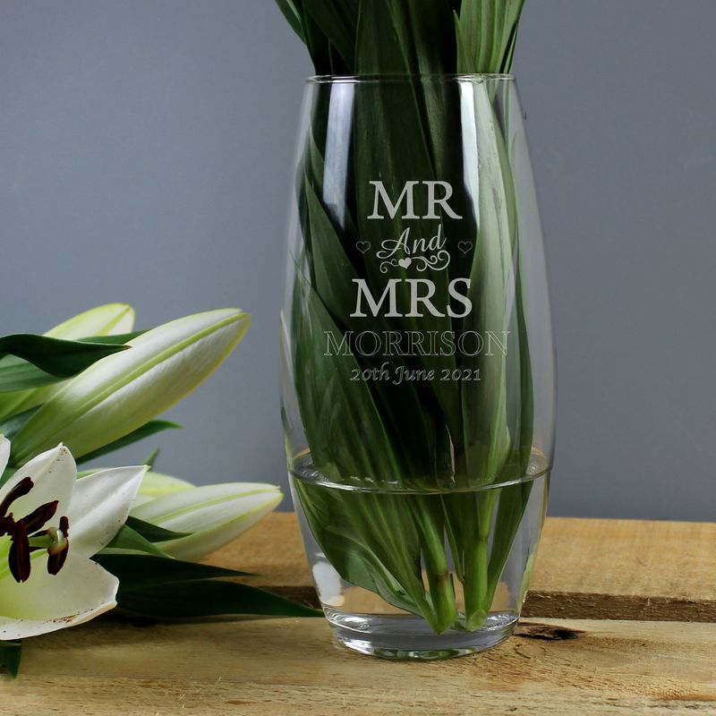 Personalised Mr & Mrs Glass Vase