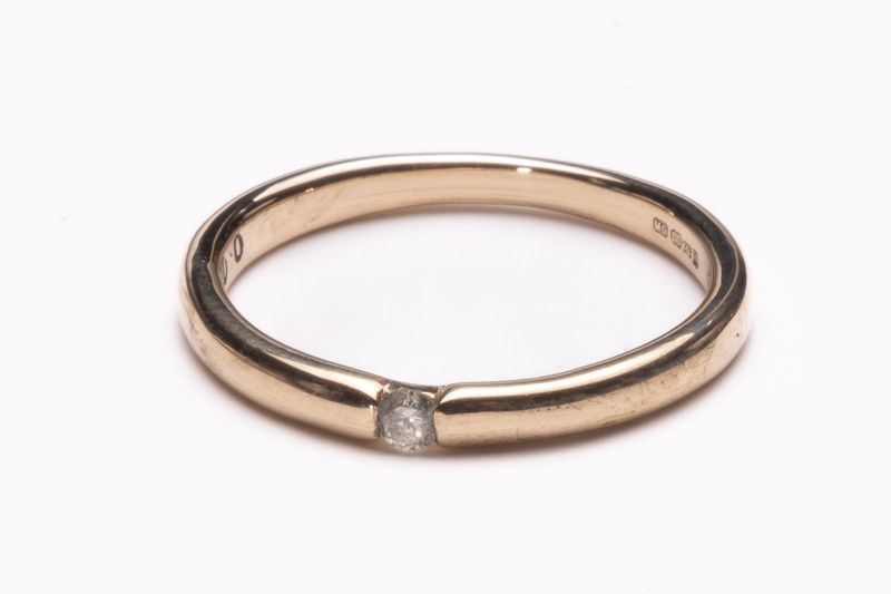 Diamond Solitaire Ring Set In 9ct Yellow Gold