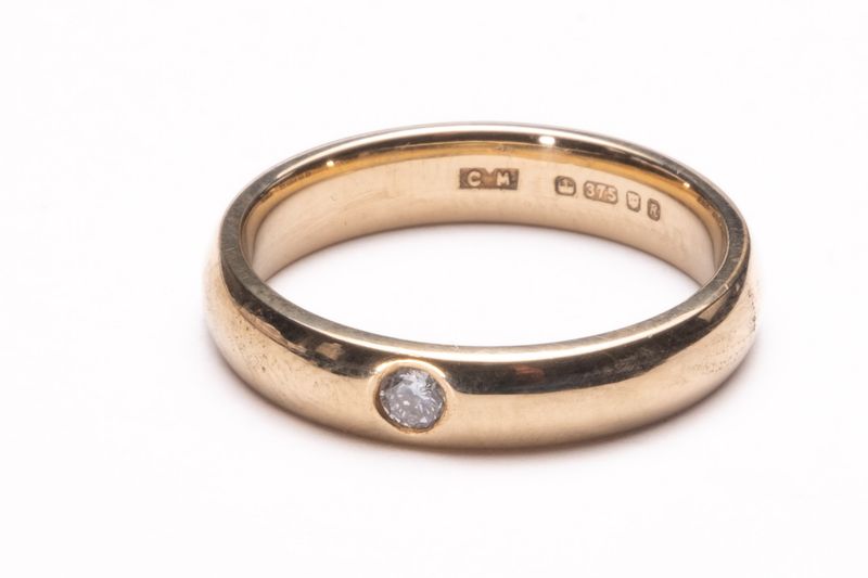 Diamond Solitaire Ring Set In 9ct Yellow Gold