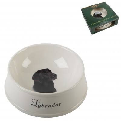 Black Labrador Ceramic Dog Bowl