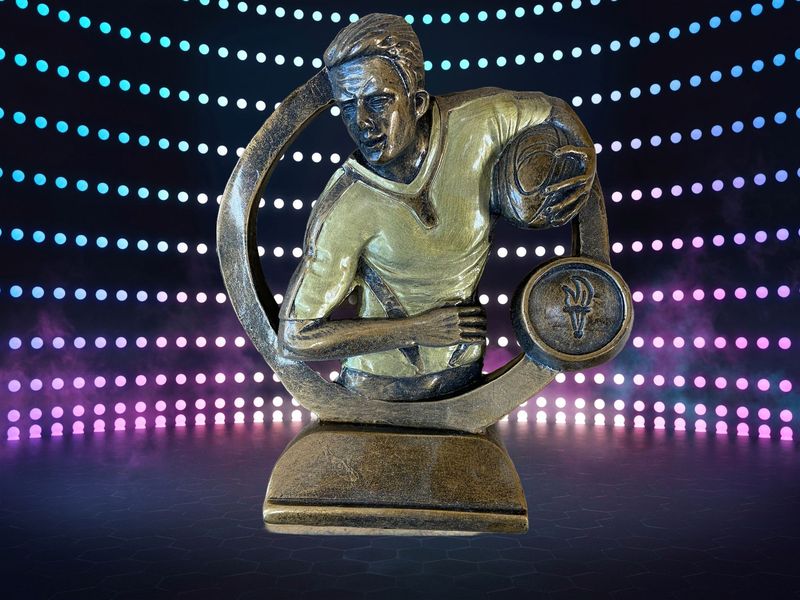 Rugby Male Player With Ball Resin Award - 3 sizes