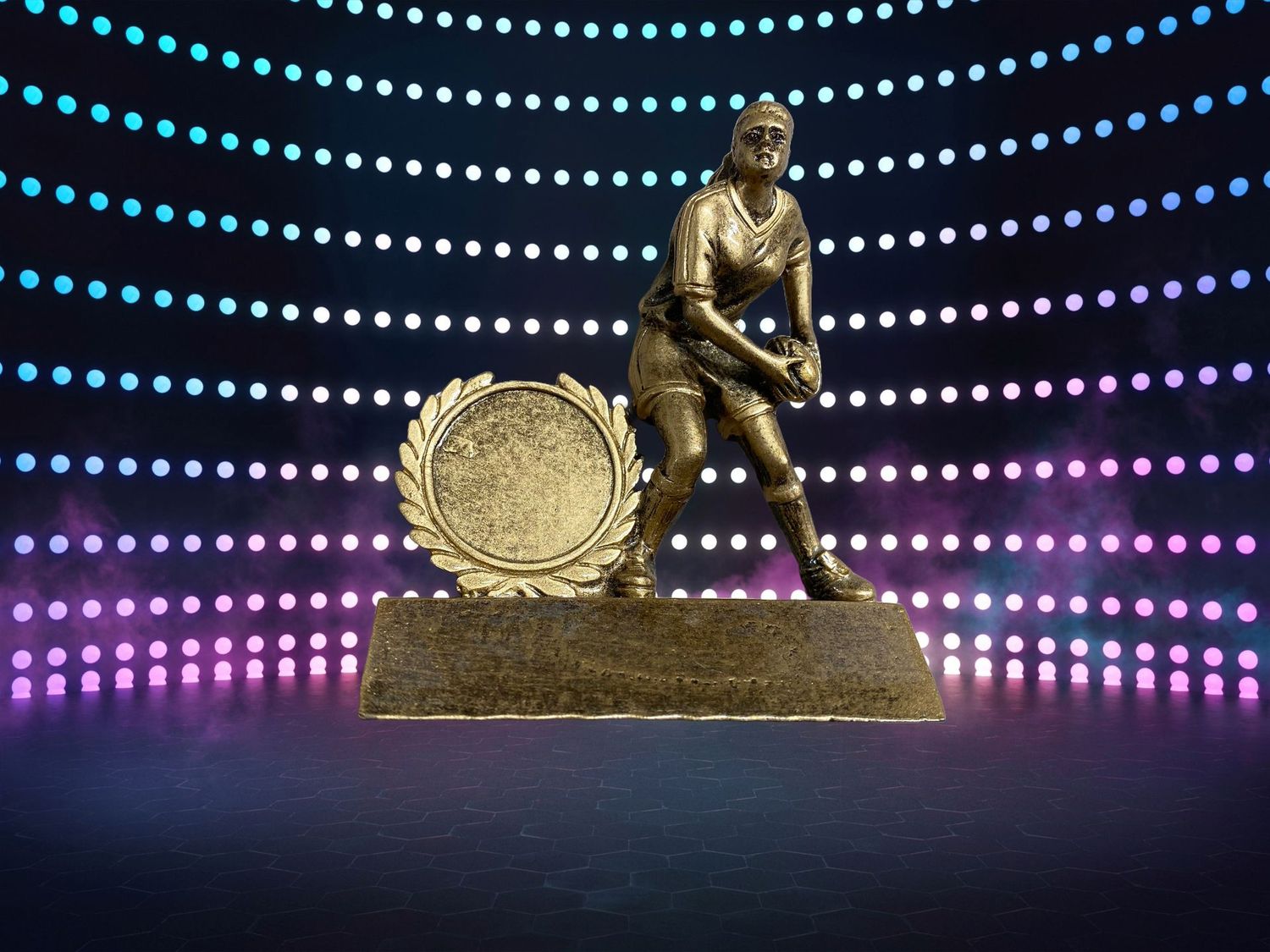 Rugby Female Player With Ball Resin Award