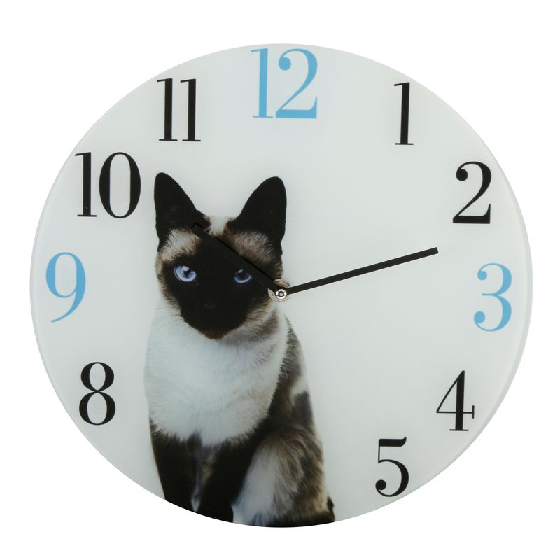 Siamese cat decorative glass quartz wall clock Siamese cat decorative glass quartz wall clock