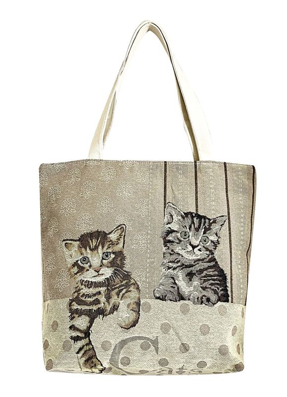 TABBY KITTENS TAPESTRY EFFECT TOTE BAG