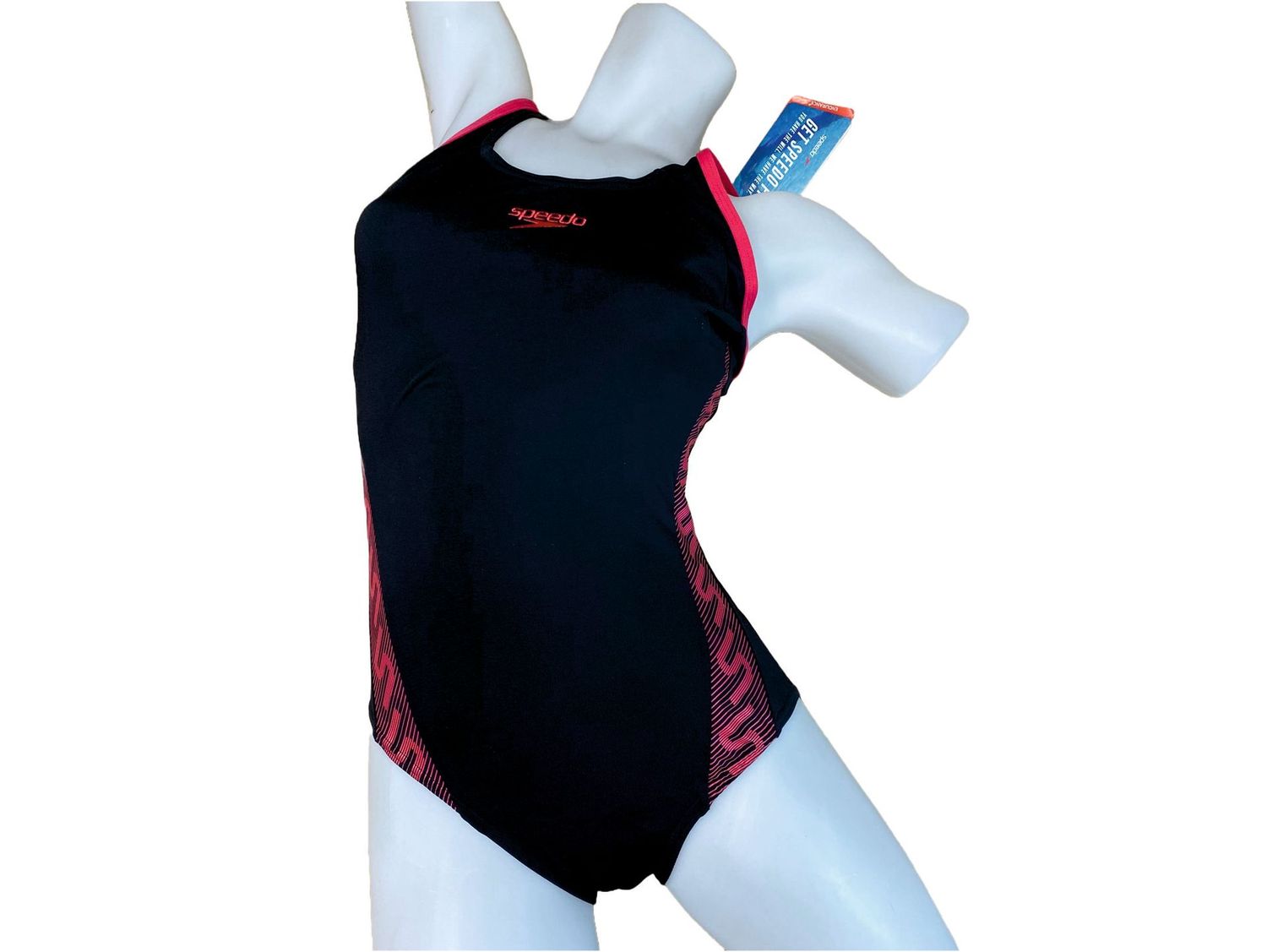 Speedo Endurance Black & Pink Swimming Costume